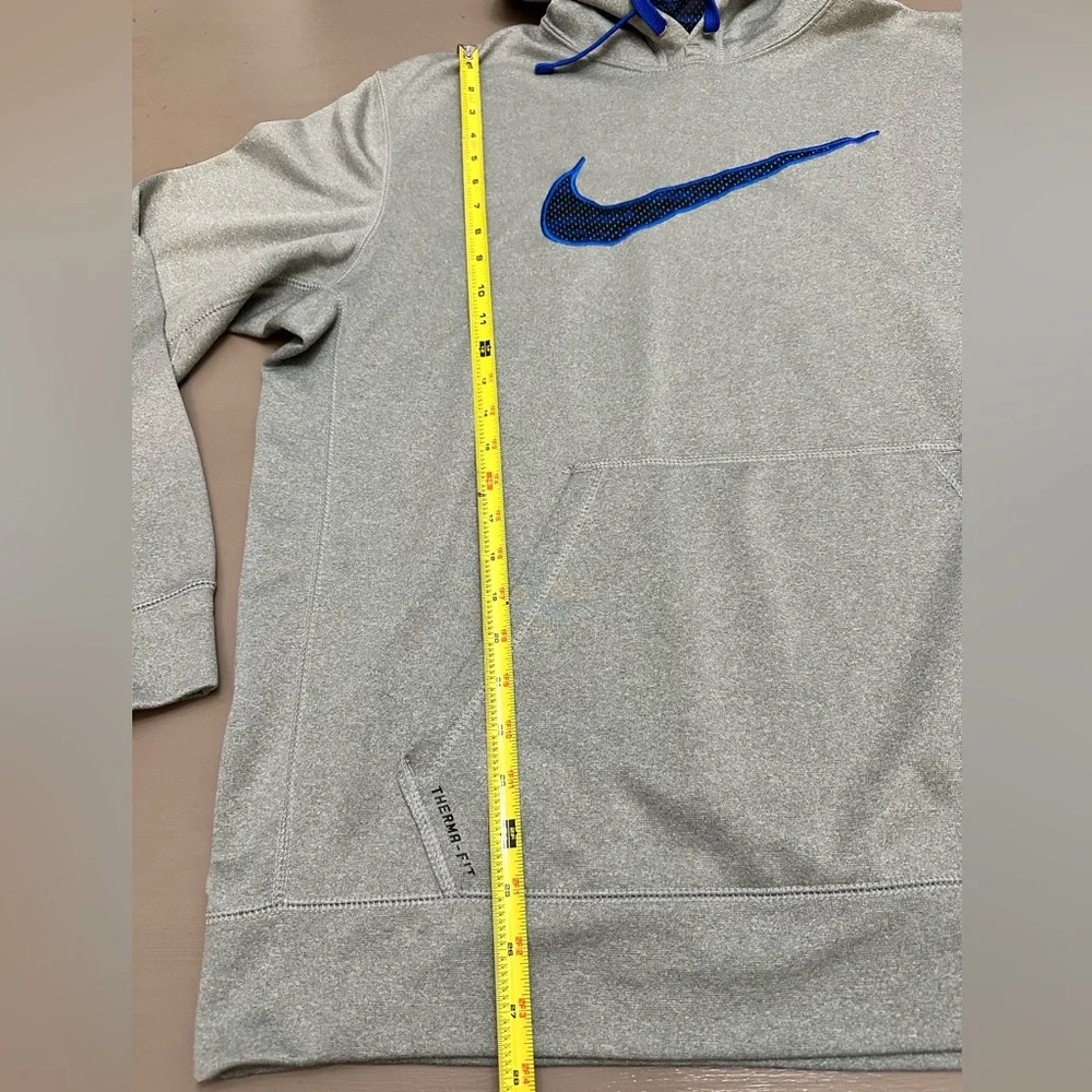 Nike Hoodie Therma-FIT Men's XL Gray Blue Swoosh Pullover Sweatshirt 657533-063